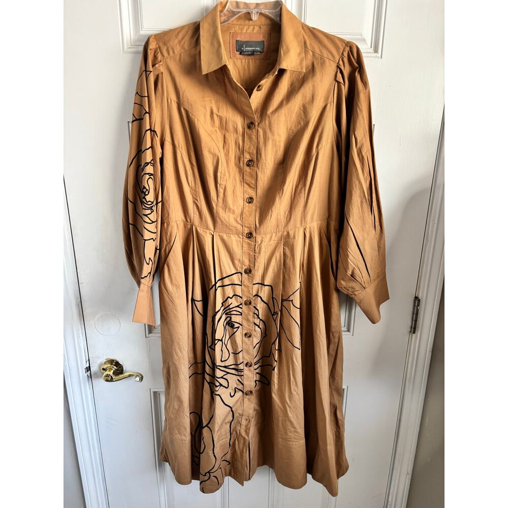 NWOT Anthropologie midi length long sleeve shirt dress size 14 - Picture 3 of 7